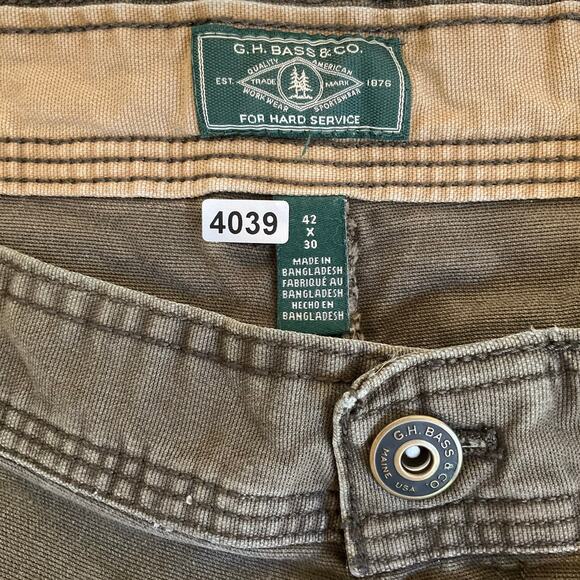 G.H. Bass & Co. Men Canvas Work Pants Size 42x30 Taupe Brown Utility Straight - Picture 7 of 13